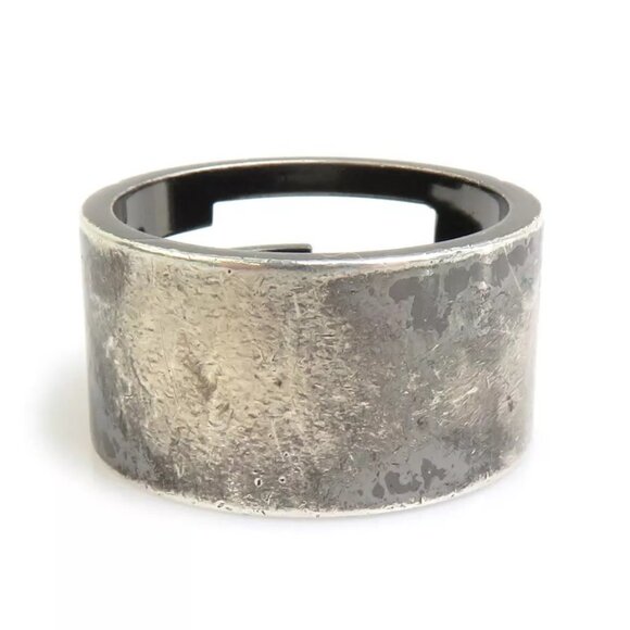 Auth GUCCI G Logo Ring Gunmetal Silver 925 authentic - Picture 7 of 9